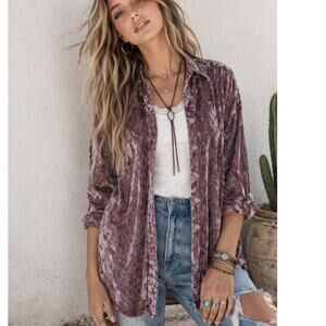 J.Jill Crushed Velvet Dark Feminine Jacket Women’s Small S Boho Tunic